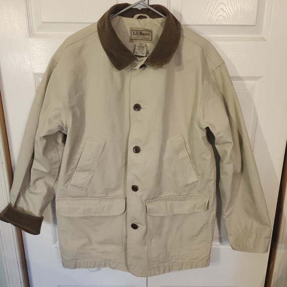 LL BEAN FIELD BARN CHORE OWY16 FLANNEL LINED WINTER COAT TAN/Brown MENS M Reg - Picture 1 of 15